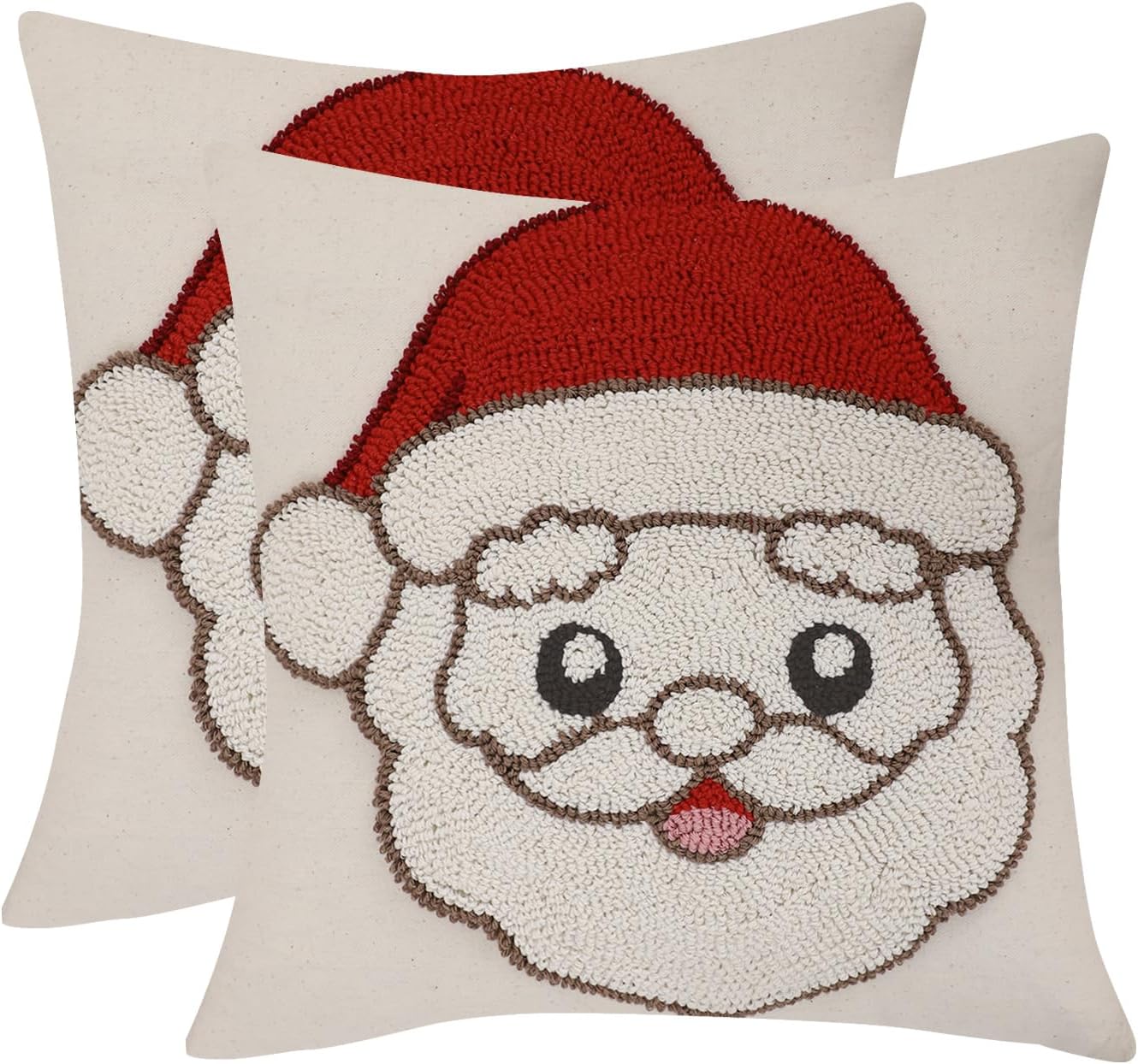 LUOYEHK Christmas Pillow Covers 18x18 Set of 2 Farmhouse Rustic Red Nosed Reindeer Decorative Throw Pillows Winter Holiday Merry Christmas Cushion Covers for Couch Sofa Bed