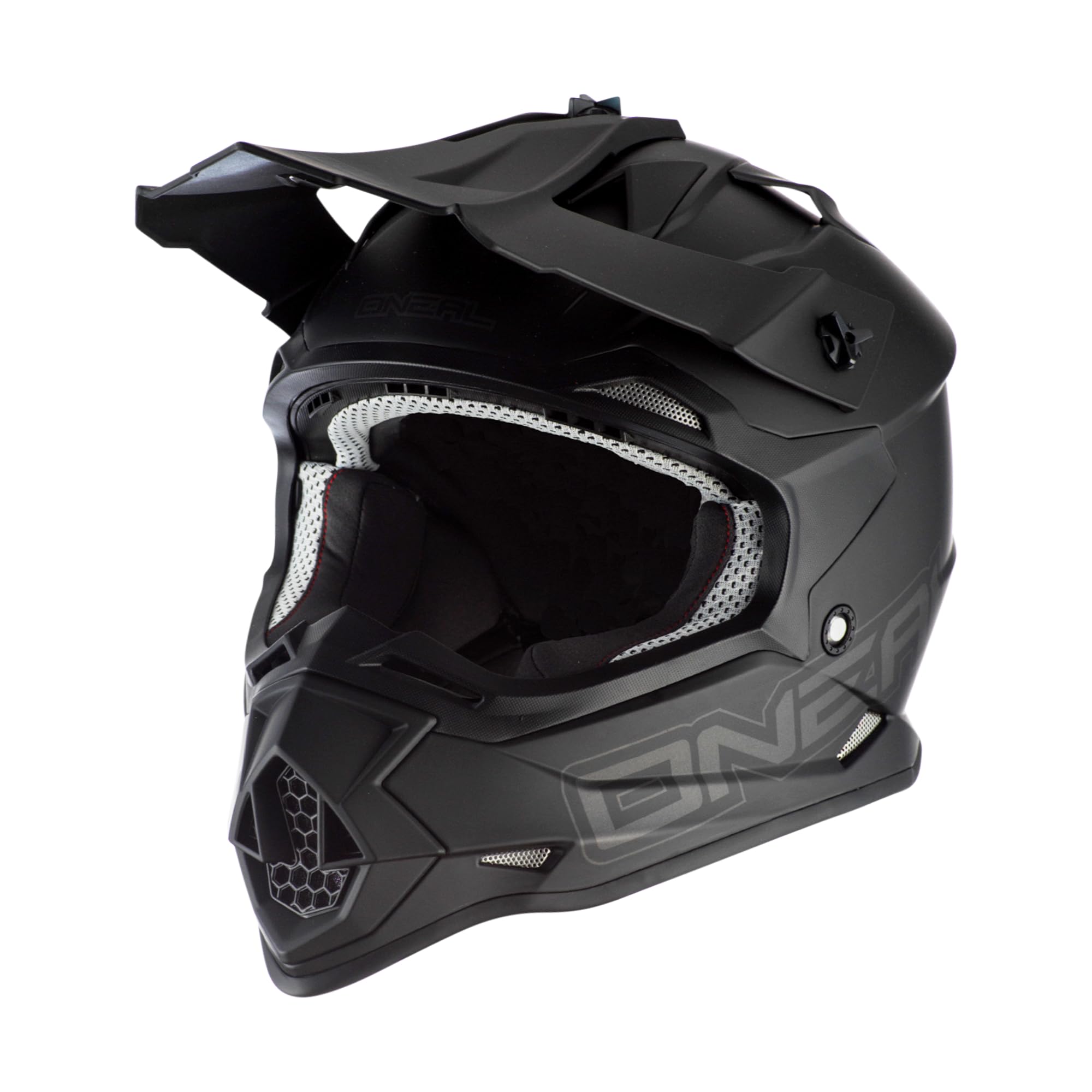 O'NEAL | Motocross-Helm | MX Enduro | ABS-Schale, Lüftungsöffnungen für optimale Kühlung | 2SRS Helmet Flat V.23 | Erwachsene | Schwarz | Größe M (57/58 cm)