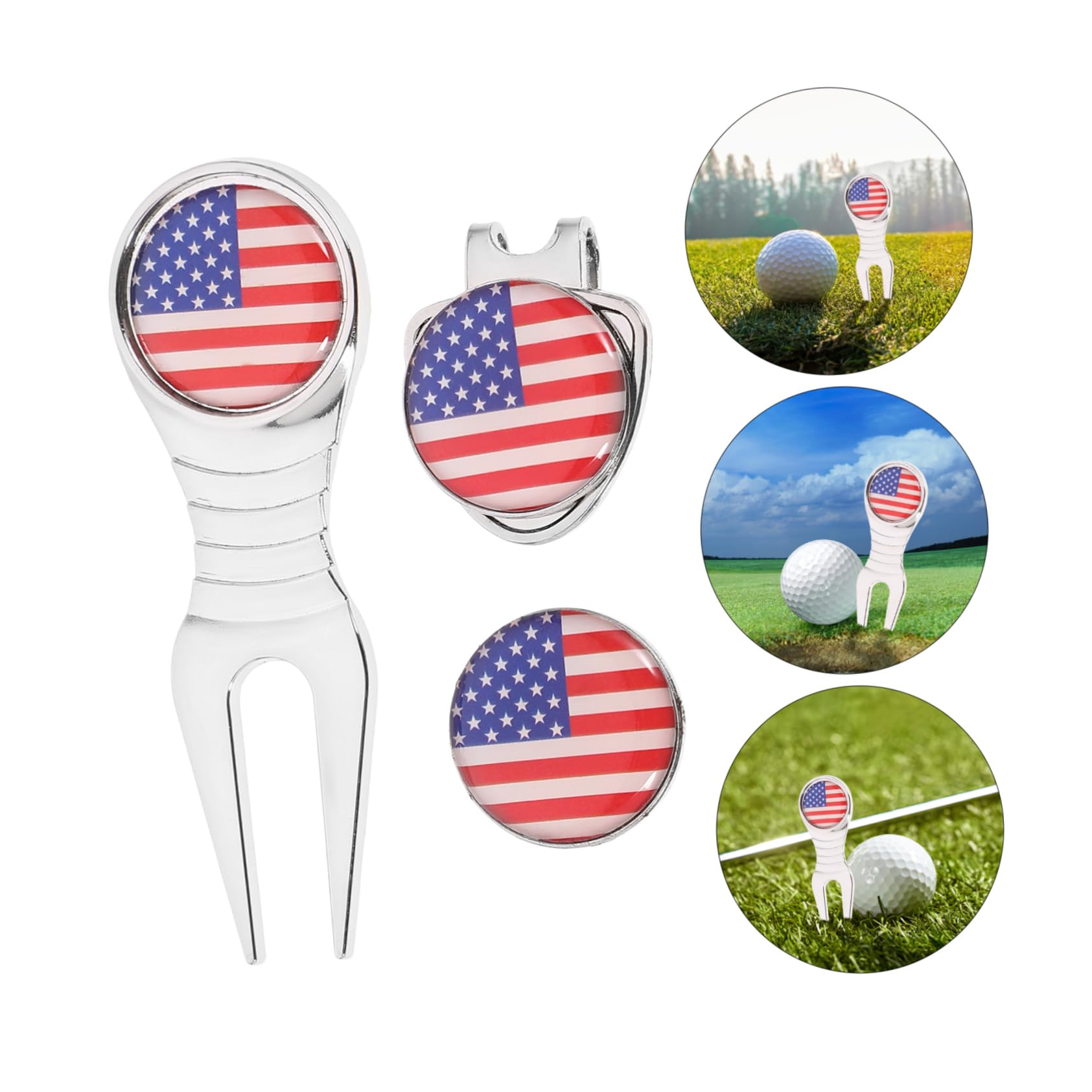 Toddmomy Metal Golf Divot Tool Set Teilig mit Hutclip und Robustem Ballmarker Tragbares Golfzubehör für Präzise Ballmarkierung und Platzreparatur Stilvoll und Langlebig für Outdoor