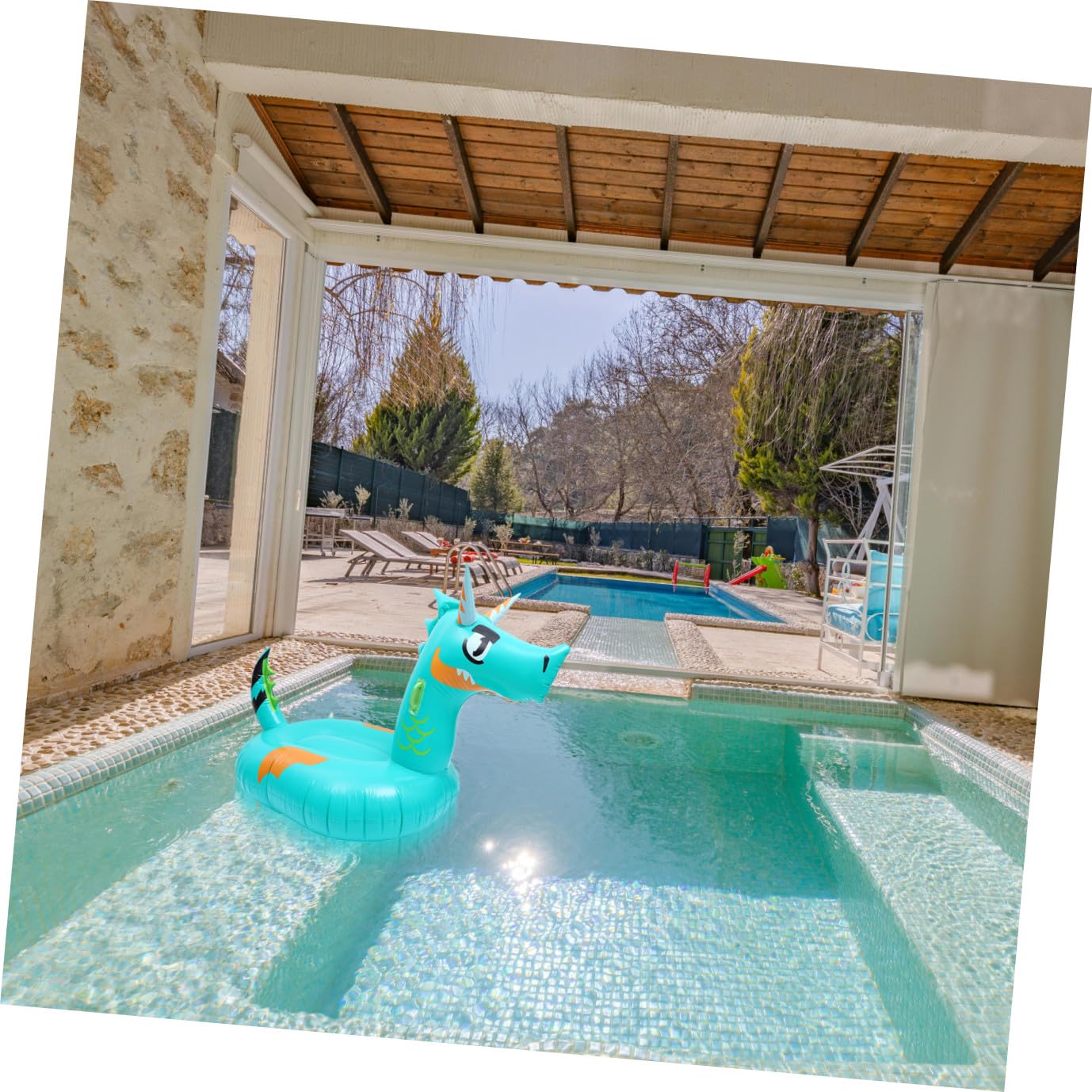 Materassino Gonfiabile a Forma di Drago in Pvc, Verde, Portatile