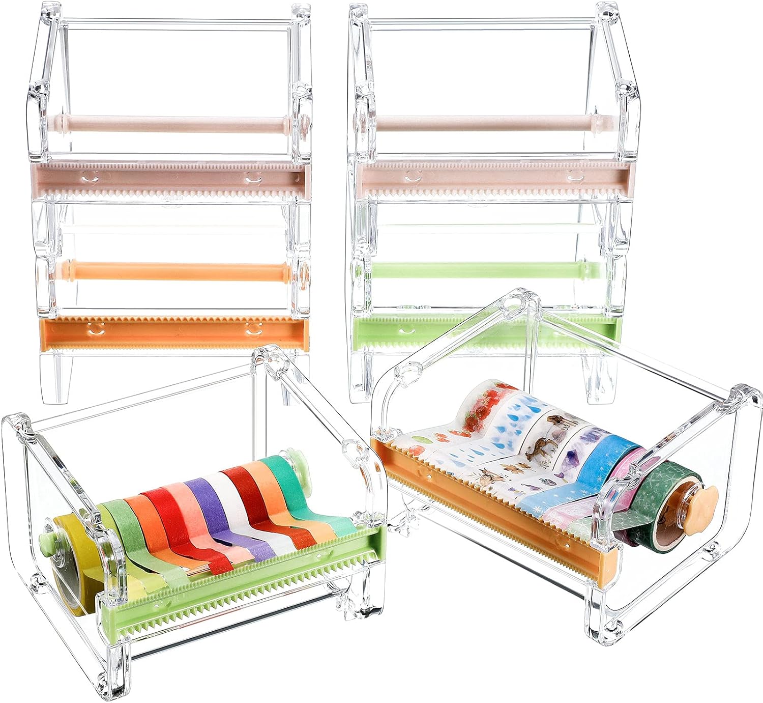 Outus 6 Pieces Transparent Visible Washi Tape Dispenser