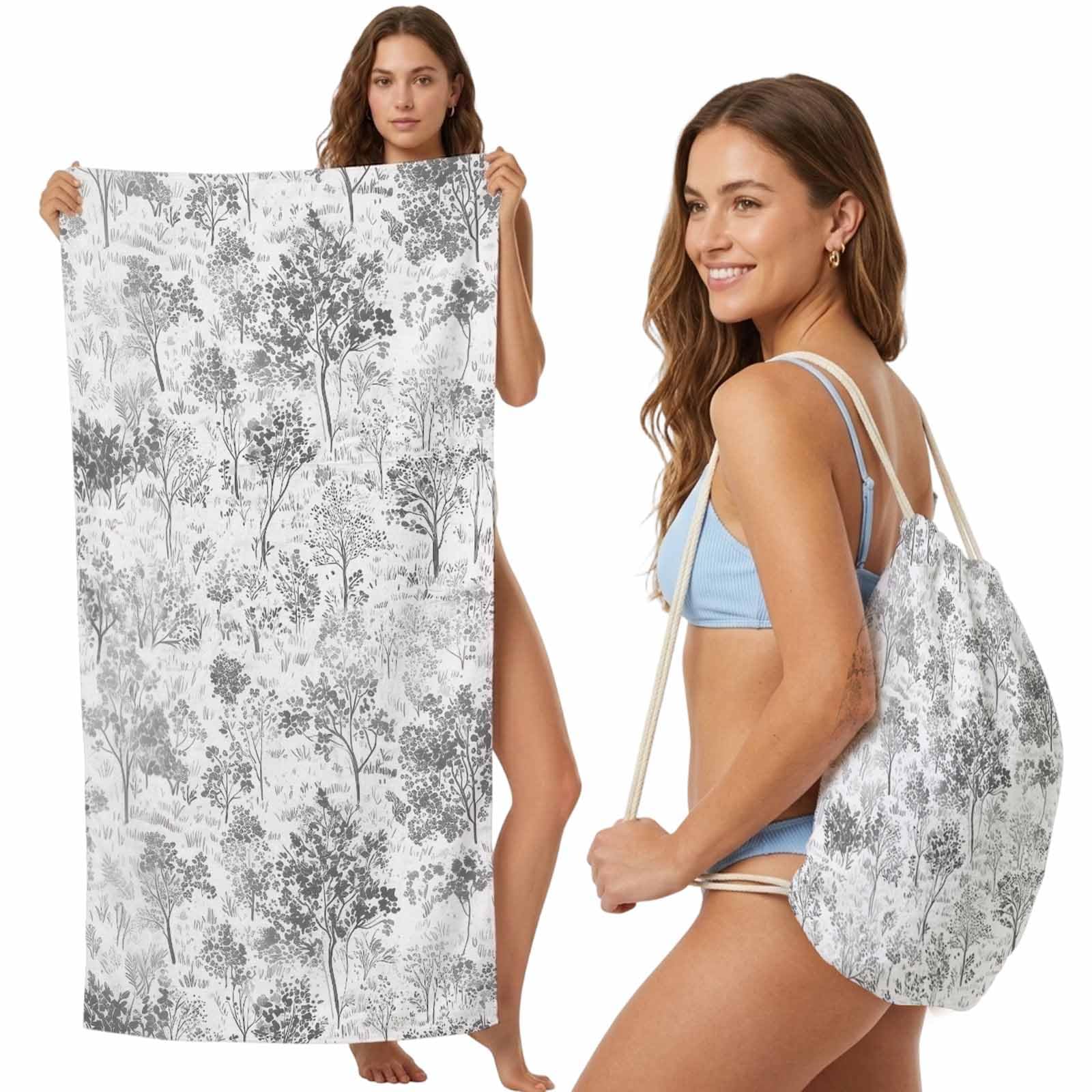 FWJZDSP Beach Towel Backpack Convertible Maple Leaf Tree Pine Sand Free Quick Dry Towel Bag Plants Tree Beach Towel with Adjustable Straps for Travel Swimming Pool Beach Accessories 31.5x63in