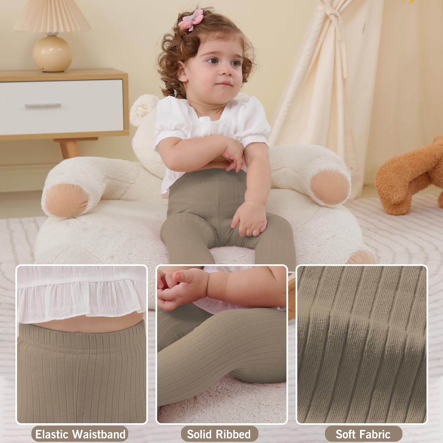 DREAM BUS Baby Girl Boy Pants Toddler Leggings Solid Ribbed Toddler Sweatpants Infant Newborn Leggings Baby Boy Jogger Pants - Image 6