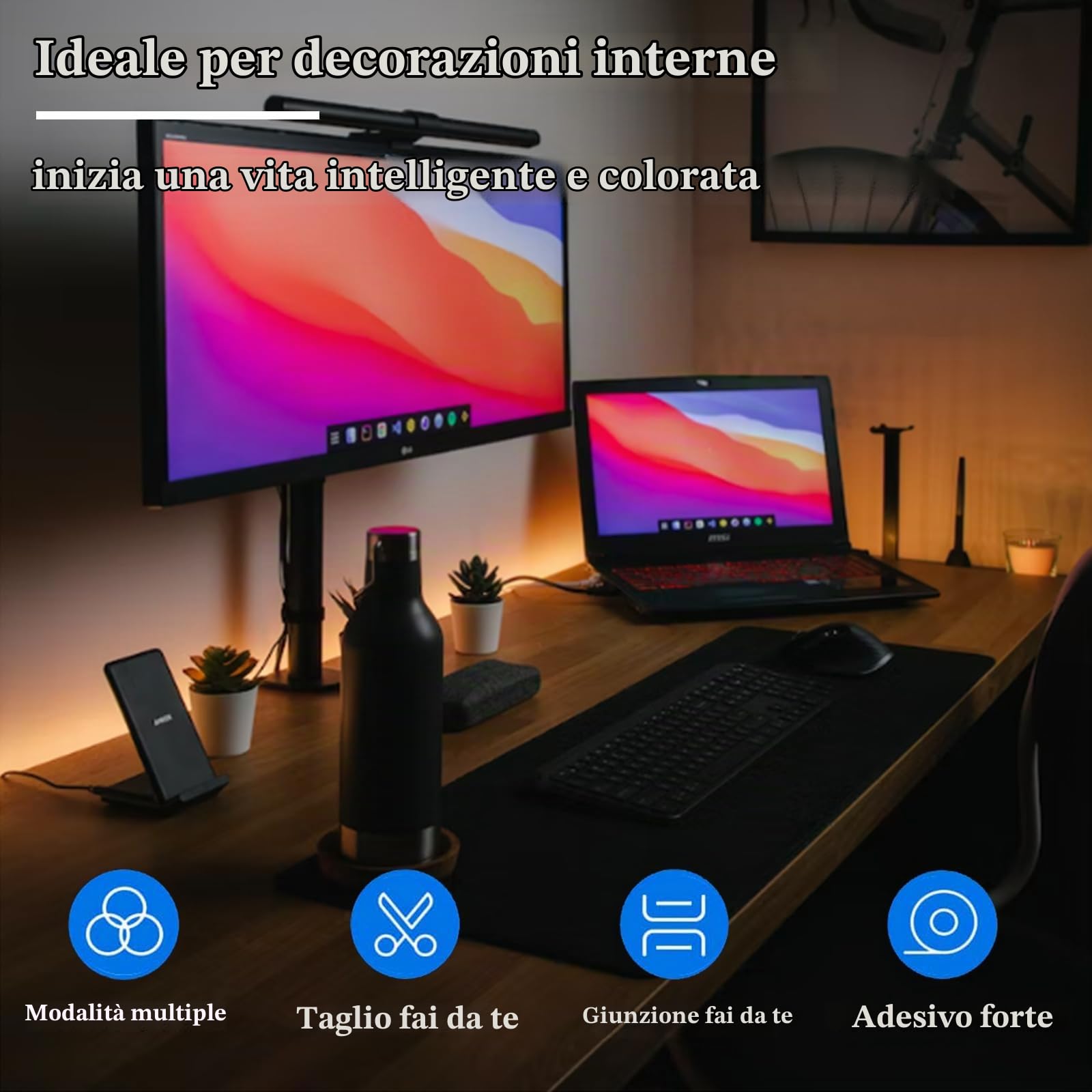 Striscia Led a Batteria Decorare per DIYer: Autoadesivo 2M LED Alimentate a Batteri Telecomando a 17 Pulsanti Dimmerabile - Decorazione D'interni fai da te