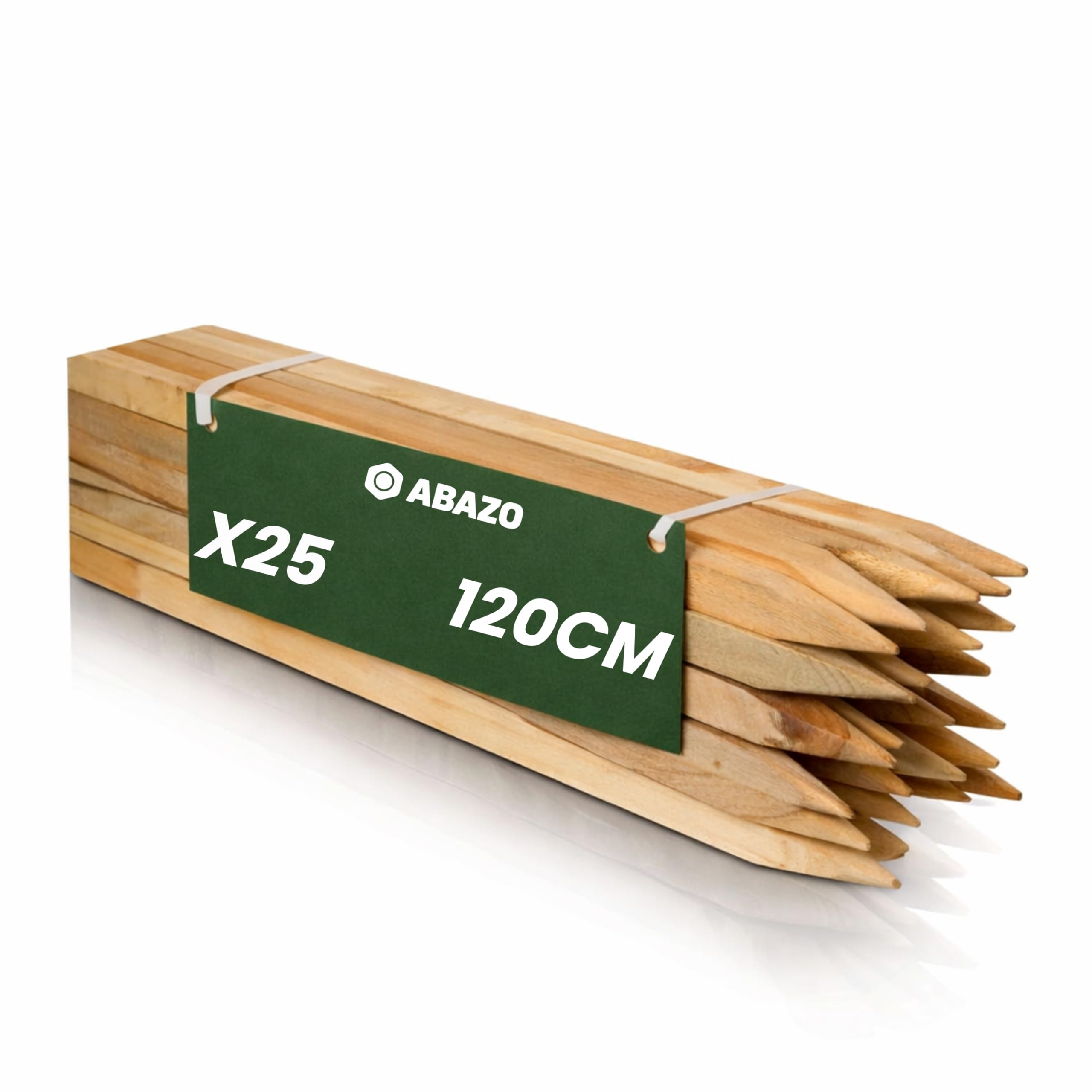 Holzpfähle Quadratisch 25 Stück – Länge 120cm – 25 x 25 mm Holzstäbe aus Buchenholz – Pflanzenstütze und Pflanzstäbe für Gartenarbeiten, Beetmarkierung und Leichten Gartenzaun