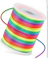 Vista 1 de Cuerda elástica FIVEIZERO colorida para pulseras, 1mm, 1.2mm, 1.5mm, cordón elástico para cuentas, cuerda elástica arcoíris con aguja para pulseras