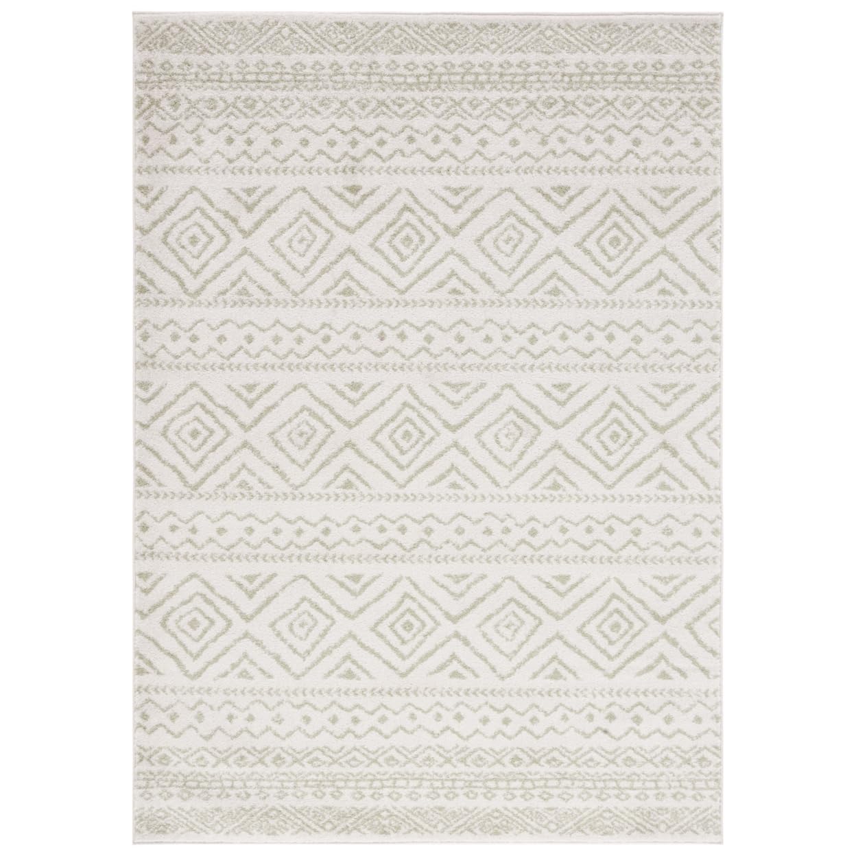 SAFAVIEH Area Rug 8x10 - Tulum Collection - Large - Ivory & Sage, Moroccan Boho Distressed Design, Non-Shedding & Easy to Clean, Ideal for Living Room