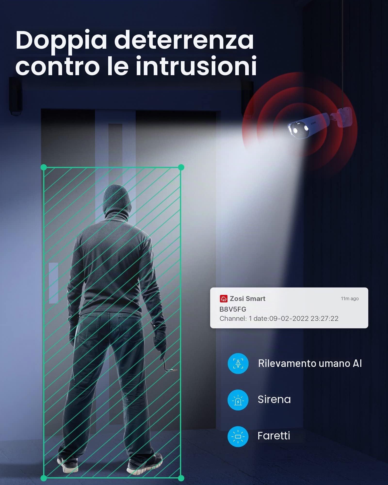 ZOSI 4K PoE Kit Videosorveglianza Esterno, 4K 8CH NVR 2TB + 4x 8MP Telecamera PoE, Visione Notturna a Colori, Rilevamento di Uomo/Veicolo, Impermeabile IP66, Registrazione 24/7, C182