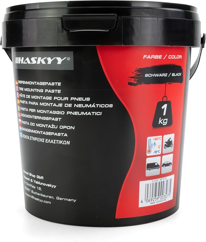 HASKYY Pasta de Montaje Neumáticos 1 kg Negra - Lubricante para Montaje y Desmontaje de Neumáticos - Pasta para Llantas