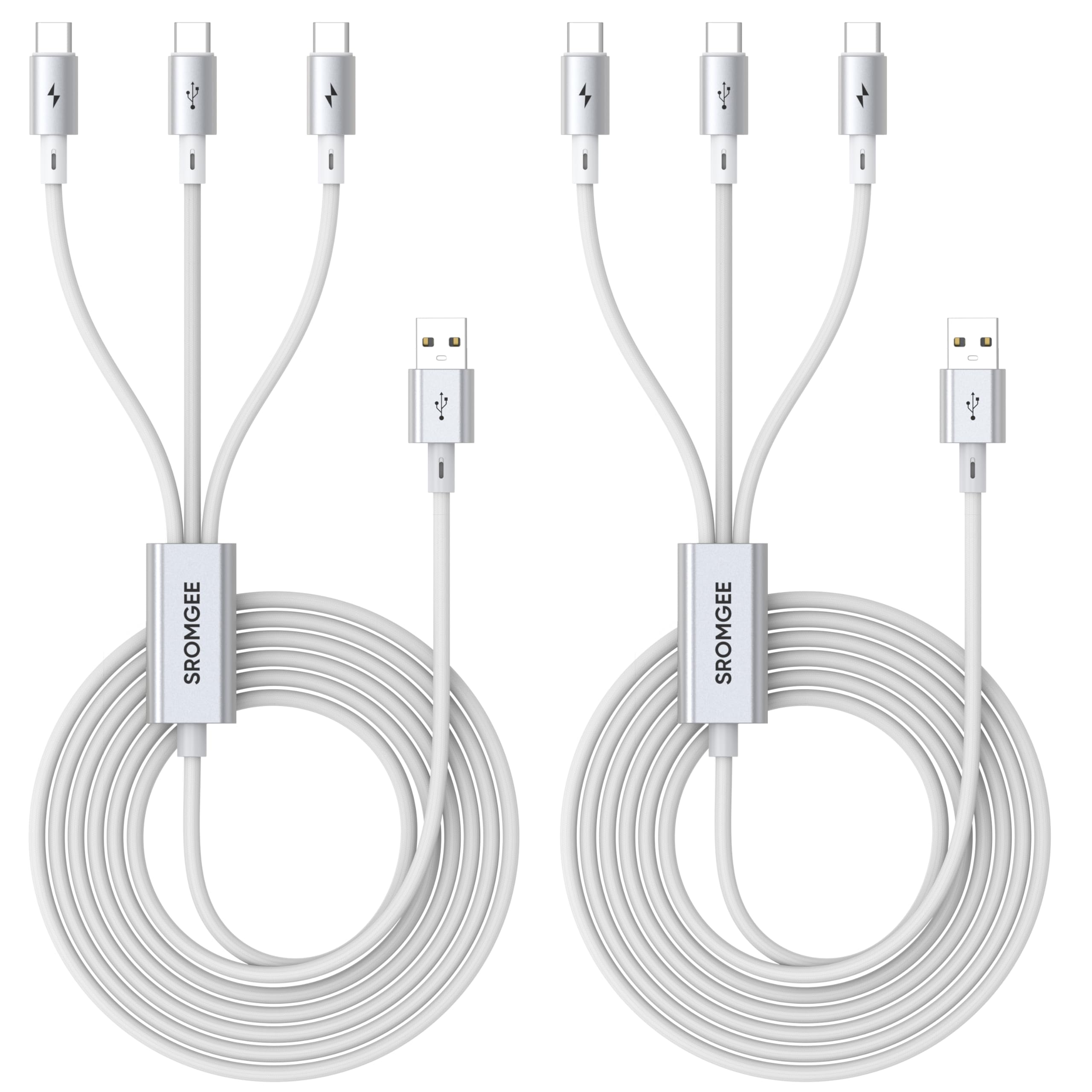 Câble USB-C 3 en 1 (2, blanc, USB de type A)