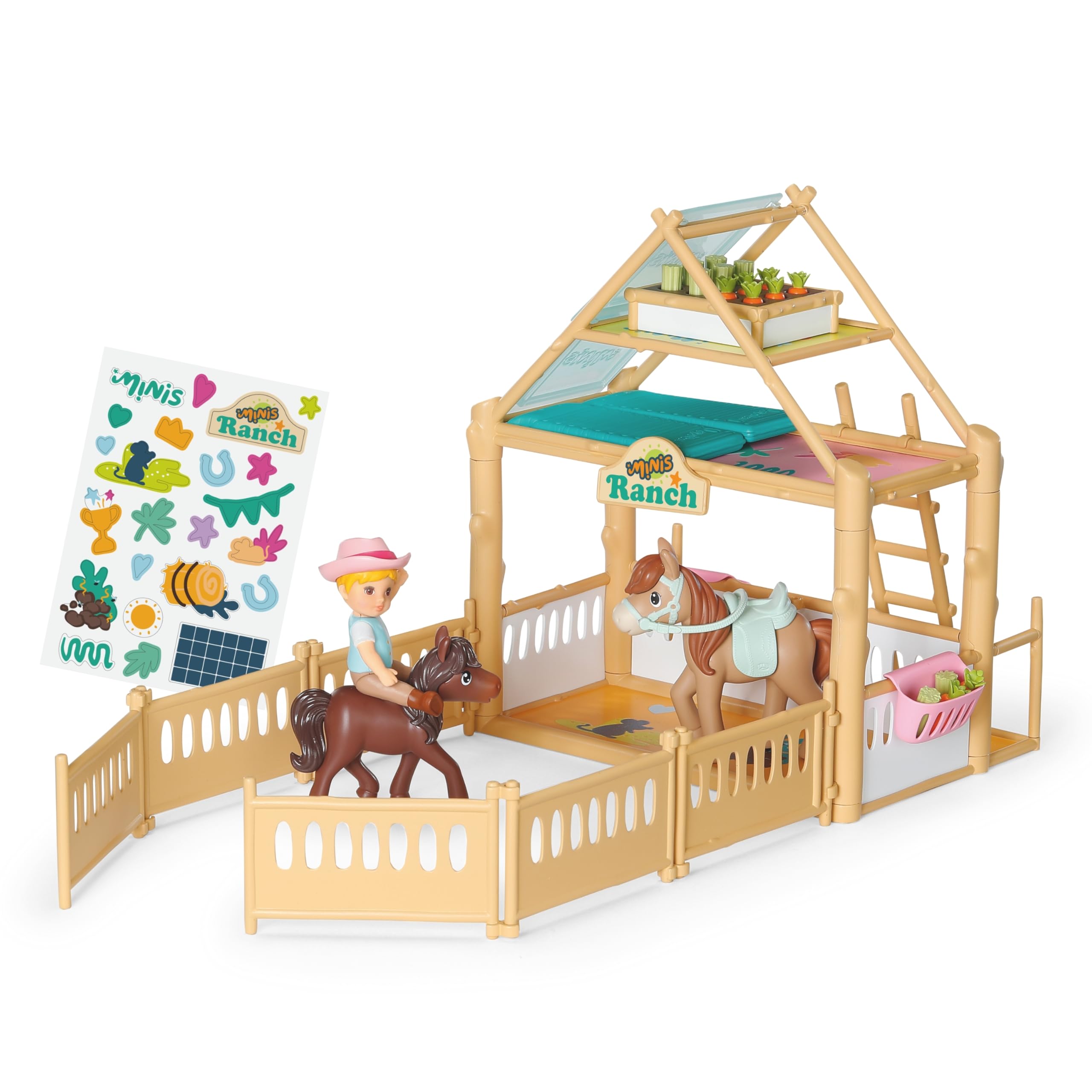 BABY born Minis Pferdestall-Spielset - Mini Puppe Jo inkl. Pferdestall, 2 Pferden, Accessoires & Stickern - Hochwertiges Puppenzubehör - Geeignet für Kinder ab 3 Jahren