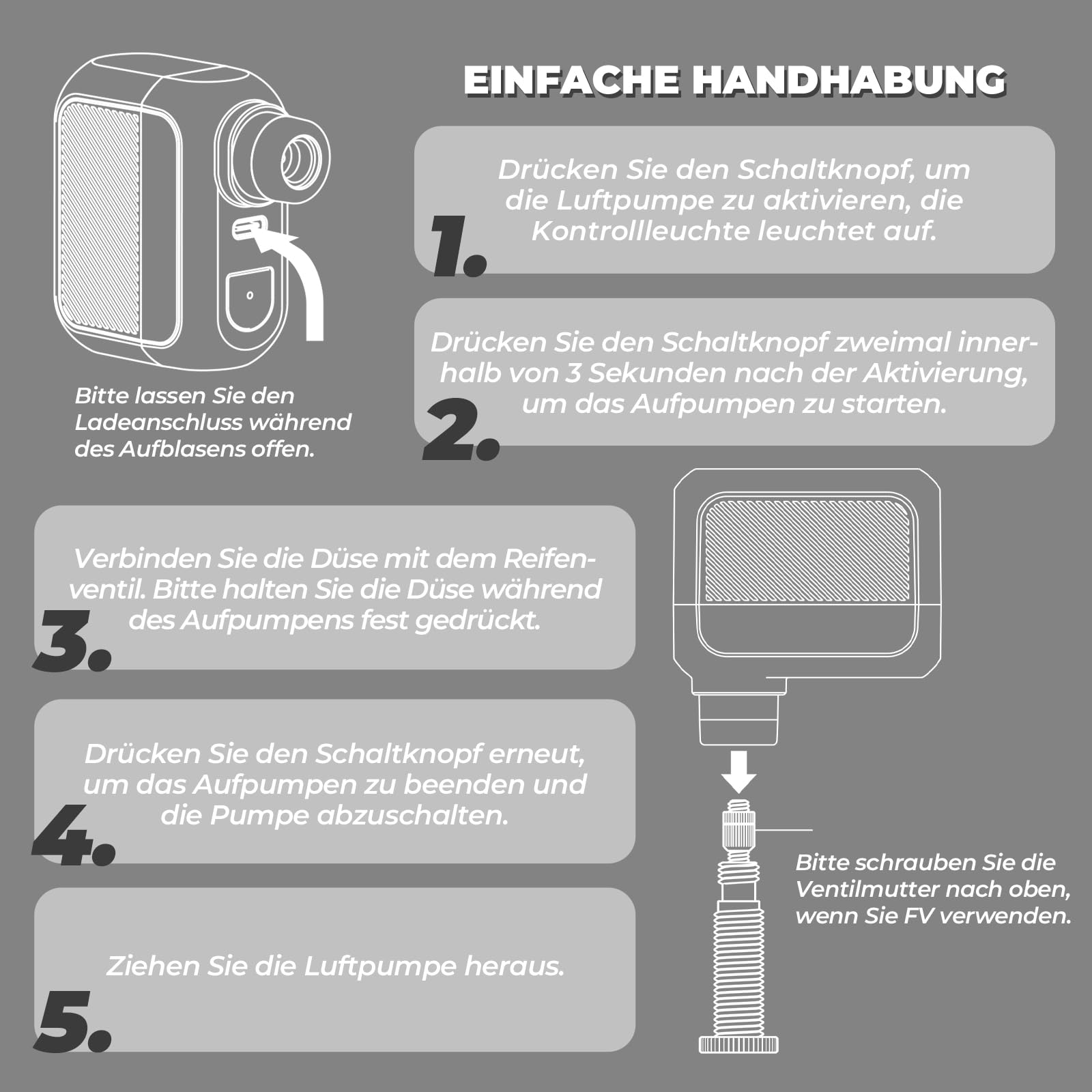 ROCKBROS Mini Elektrische Fahrradpumpe Maximal 100PSI Wiederaufladbare Minipumpe Pumpe für E-Bikes, Mountainbikes, Citybikes und Rennräder