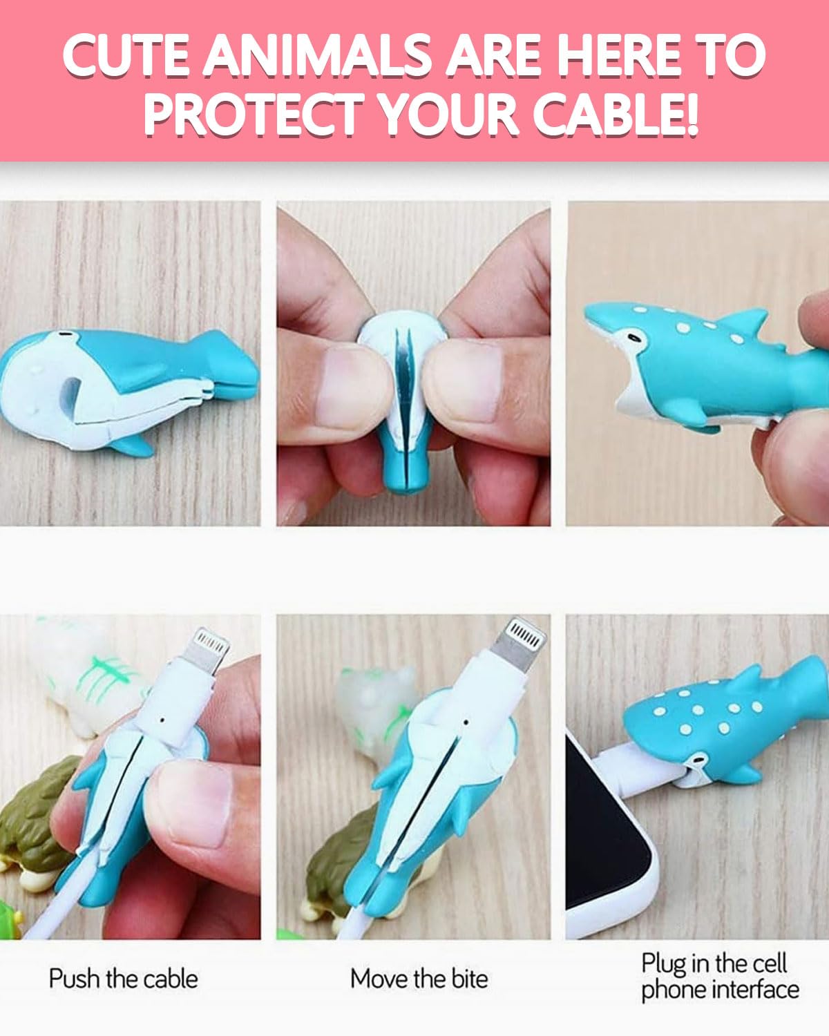 6pcs Cable Protector, Copertura Protettiva per Cavi Dati Animali, Protezione per Cavo per Morso per Cavo, Adatto per la Maggior Parte Delle Linee Dati per Telefono Cellulare