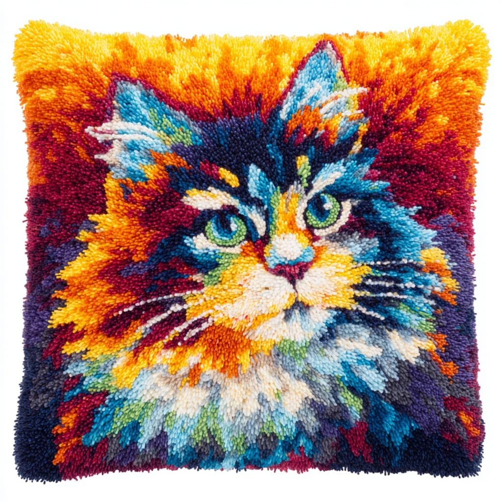 Henypt Latch Hook Kits-A Latch Hook Kits Pillow Cat
