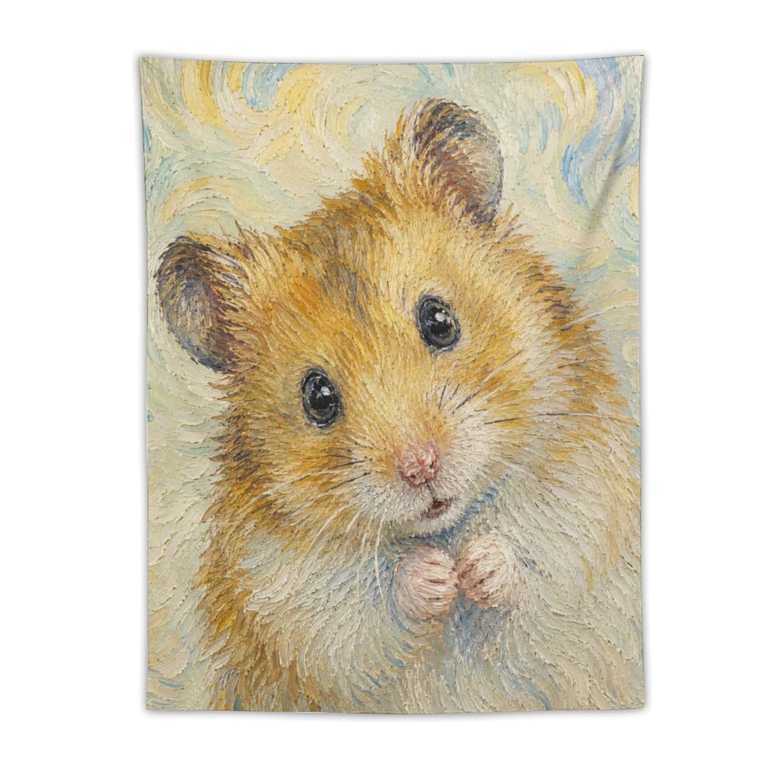H3B8U2Y5 Cute Hamster Portrait Wall Tapestry, Realistic Illustration