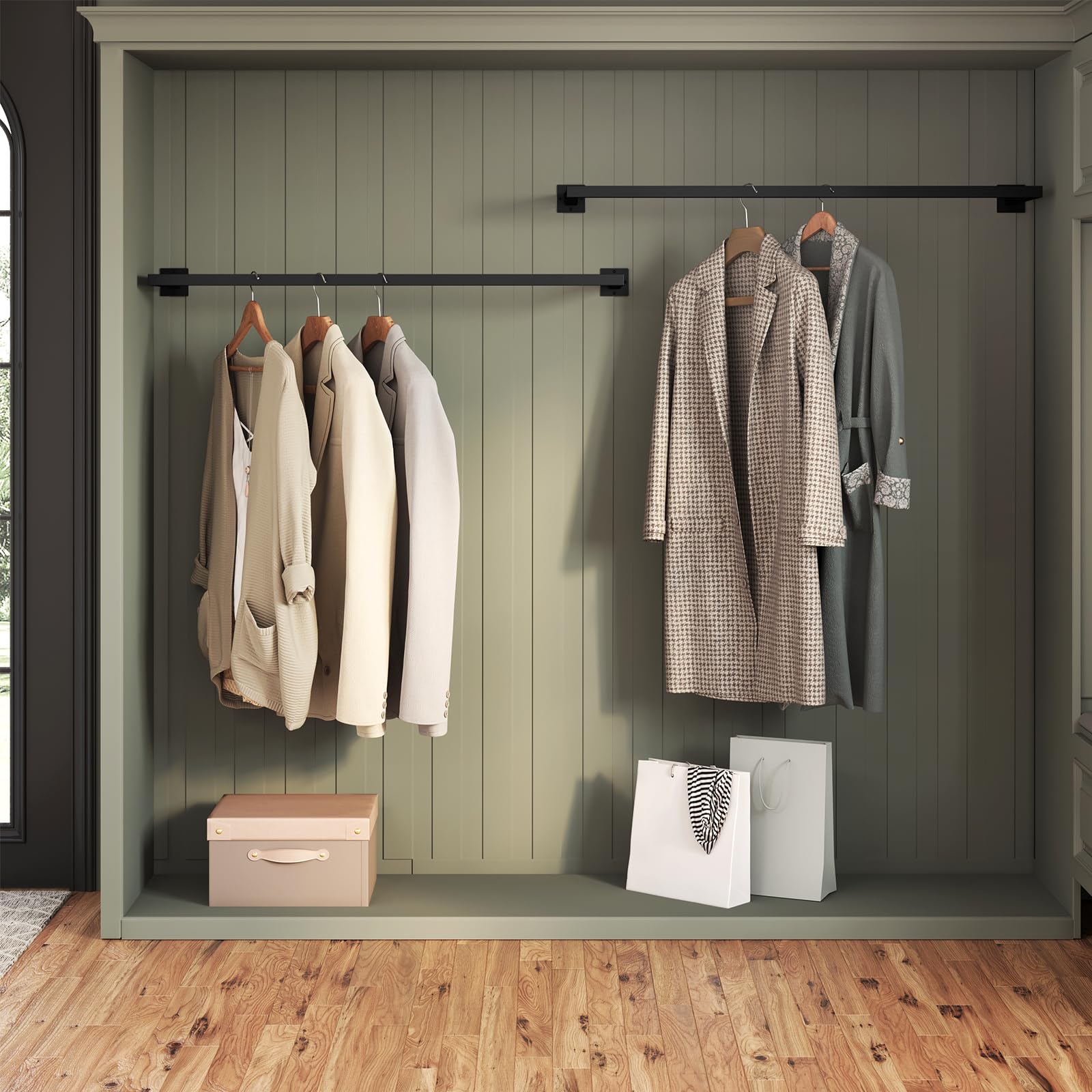 SONGMICS Wandgarderobe schwarz Metall 92,0 x 2,6 cm büroplus