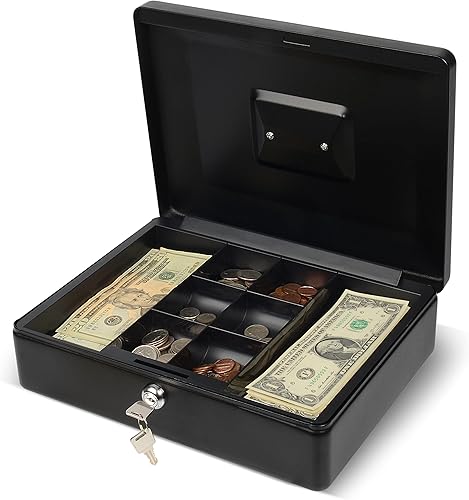 Miniatura 8 de CARL, CUI82012, bandeja de billetes de acero caja de seguridad, color negro 4 x 9 pulgadas