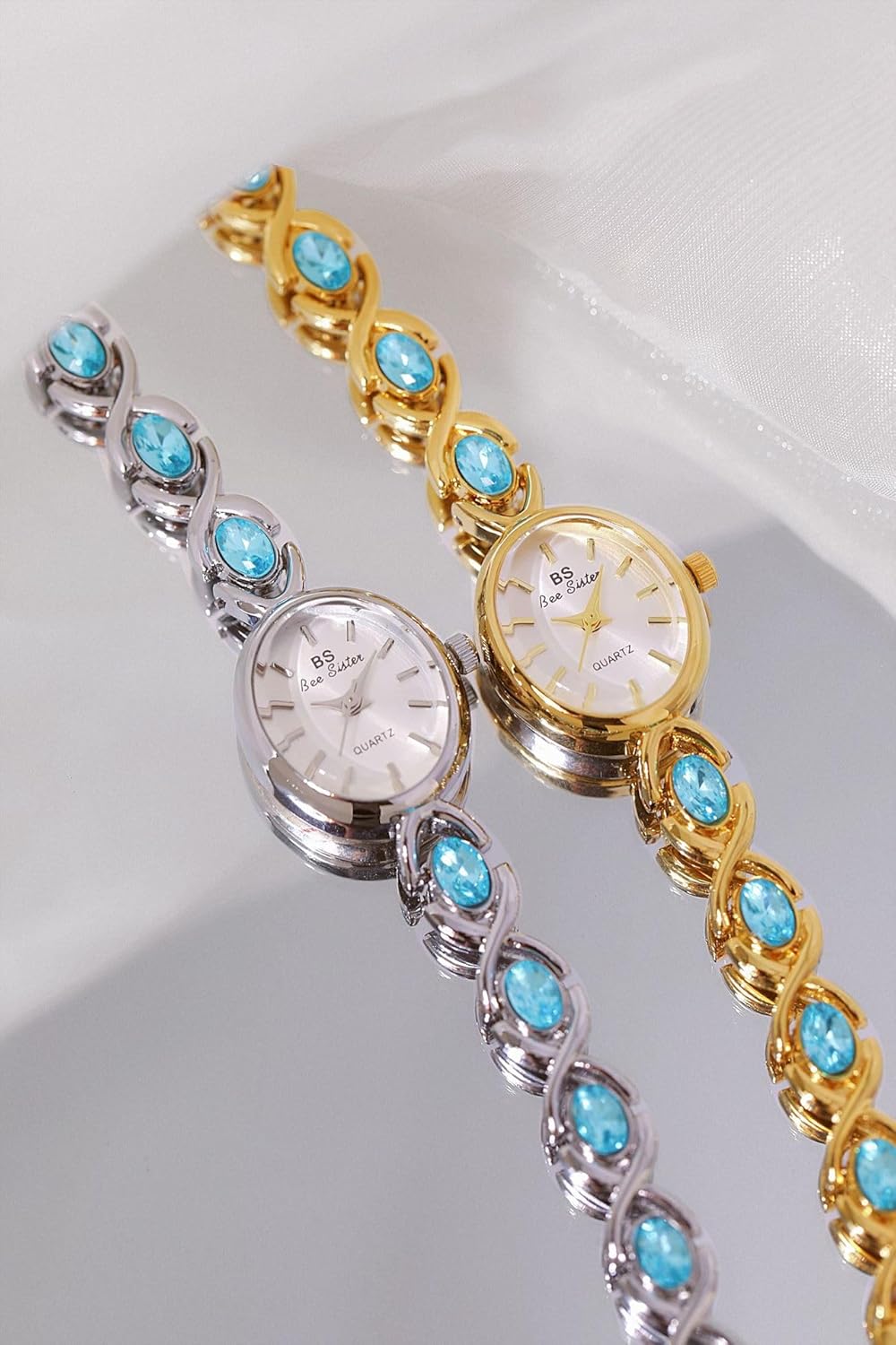 FANMIS Gold Tone Watches for Women with Small Vintage Bracelet Elegant Jade Oval Dial Dress Watch Fashion Quartz Wrist Watch Waterproof Watch - Image 6