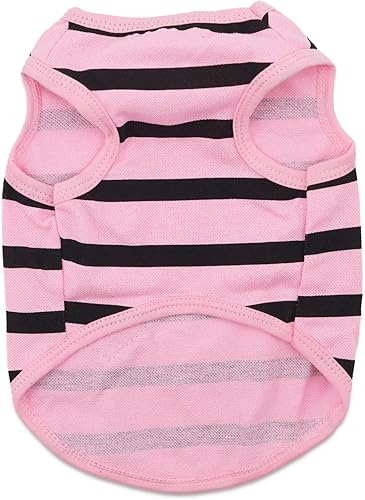 Vista 44 de Paquete de 2 camisetas a rayas de bulldog francés para perros medianos, camisetas para Boston Terrier, Pitbull Bichon, Primavera y verano, ropa