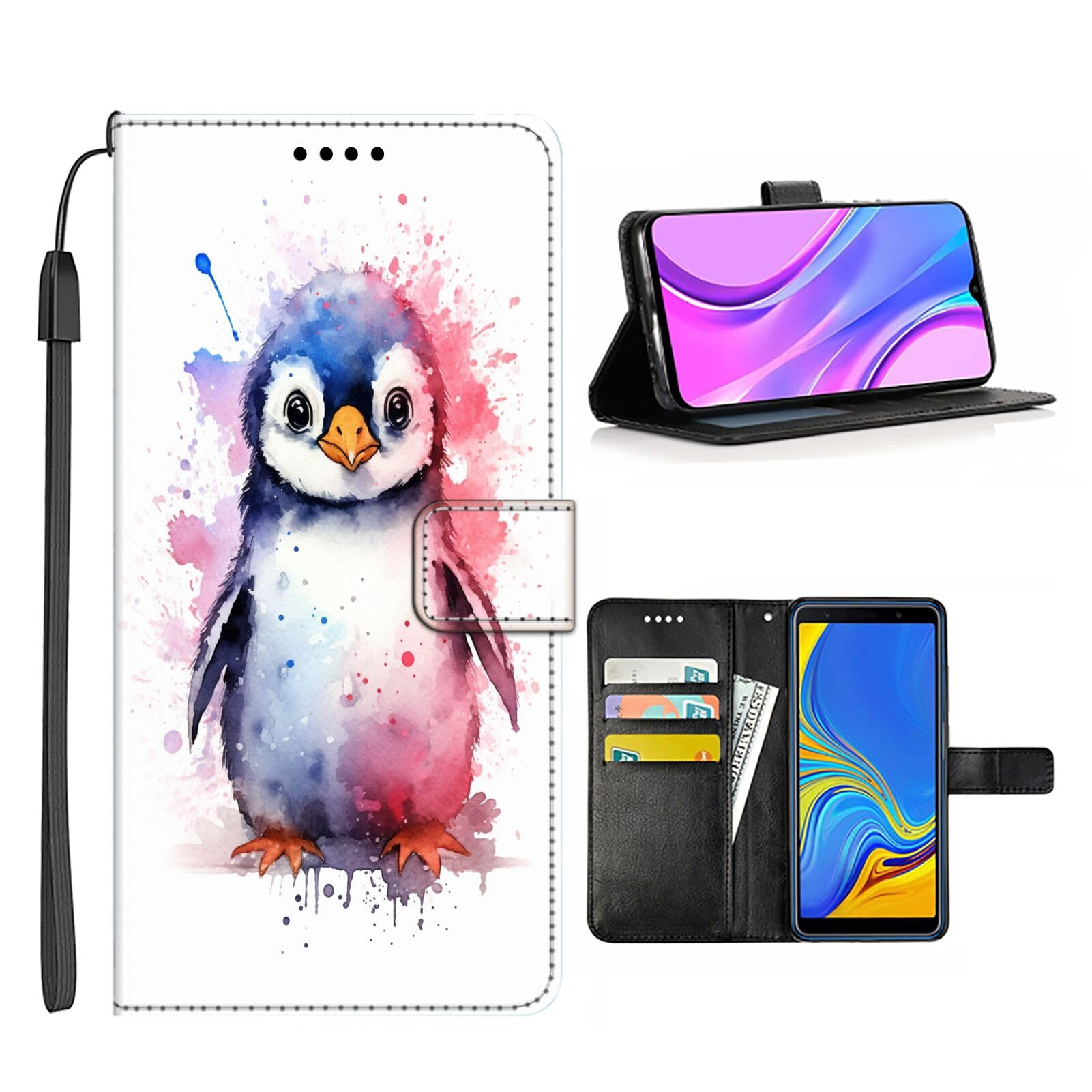 Elgzigok Wallet Phone Case for Samsung Galaxy S10e with Penguin-aa13 - Stylish and Functional PU Leather-Free Smartphone Case with Card Holder Multicolor