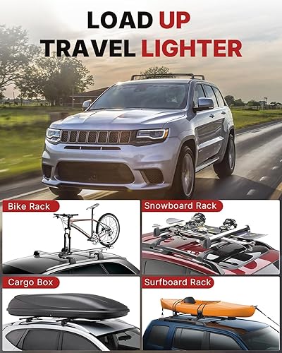 Miniatura 4 de Richeer Barras transversales de techo con cerradura de 260 libras para Grand Cherokee AltitudeSRTTrackhawk 2011-2022 con molduras negras de techo,