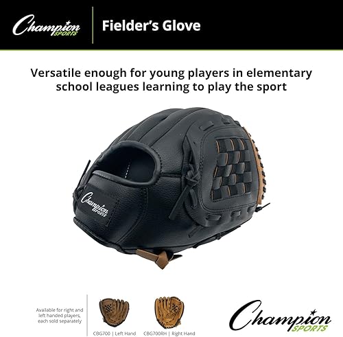 Miniatura 5 de Champion Sports Guante Fielder de 12 pulgadas, sintetizador delanterotrasero de cuero para un agarre cómodo, tejido de cesta cerrada y diseño