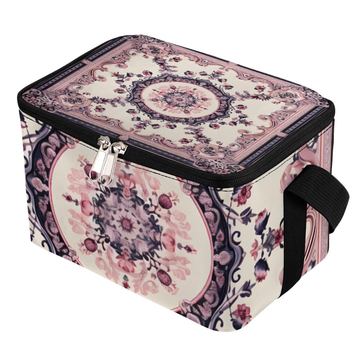 GzLeyigou Lunch Bags for Women Men 9 Cans,Abstract Flower Hot & Cold Food Delivery Bag Insulated Grocery Bag Insulated Lunch Box Beautiful Floral Cooler Bag for Office Work Picnic Beach