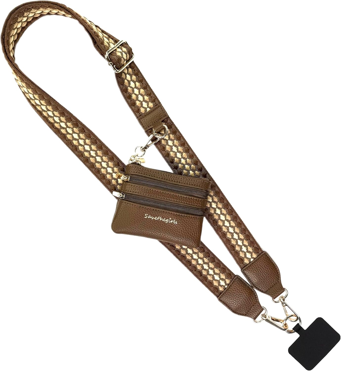 Original Clip and Go Phone Strap Pattern - Crossbody Phone Strap Chain with Zipper Wallet Pouch
