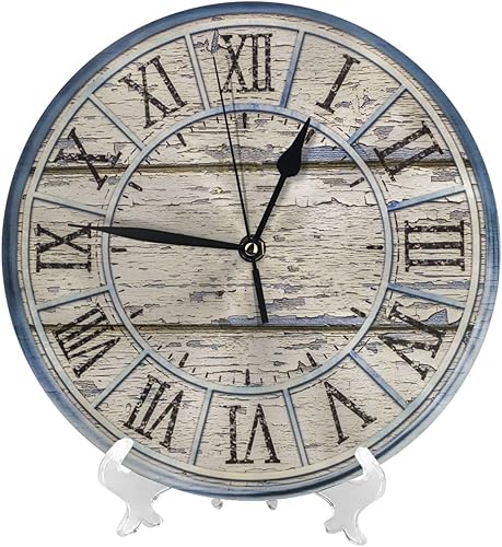 Miniatura 2 de Vintage Farm Farmhouse - Reloj de pared redondo de madera rústica para el hogar, sin tictac, silencioso, de cuarzo, funciona con pilas, 10 pulgadas,