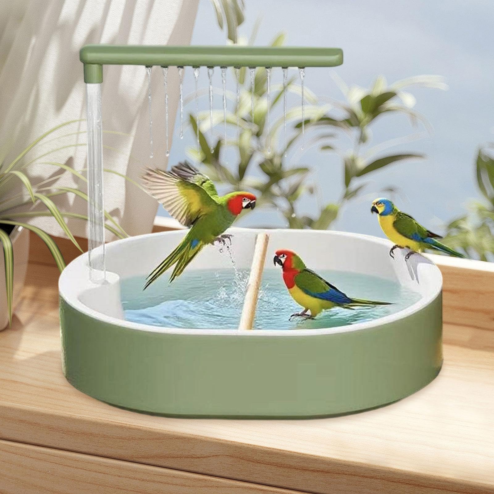 LOVIVER Vasca da Bagno Automatica per Uccelli Vasca da Bagno Automatica per Uccelli Accessori per Doccia Conure Multifunzione Parrocchetto con Pompa da per, Style a