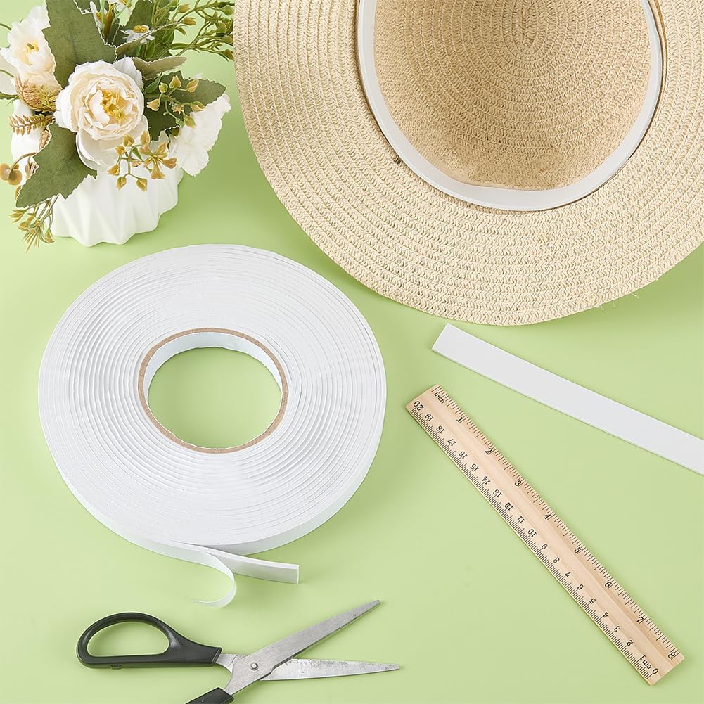 FINGERINSPIRE 32.8 Feet Self Adhesive Foam Tape Hat Insert Reducer 0.79 inch Wide Universal Size Adjuster Durable Foam Hat Liner White Hat Tape Roll Reducing Insert for Baseball Caps Sports Hat