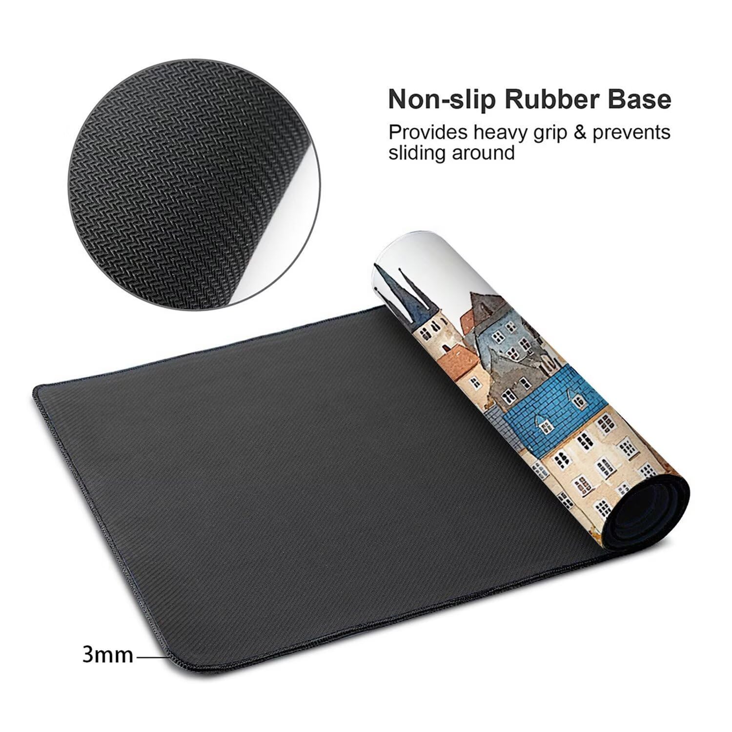 Podkładka pod mysz do gier XXL Mousepad 1000 x 500 mm, duża podkładka pod biurko z antypoślizgową gumową podstawą do gier, komputera, poprawia precyzję i szybkość (miasto) X-905