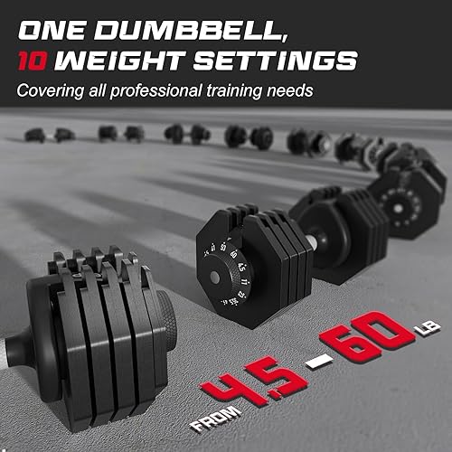 Miniatura 3 de Keppi Adjustable Dumbbells Set-25lb/40lb/55lb/60lb, Anti-Slip Metal Fast Adjust Weight Handle, Exercise & Fitness for Full Body Workout - Adjustable