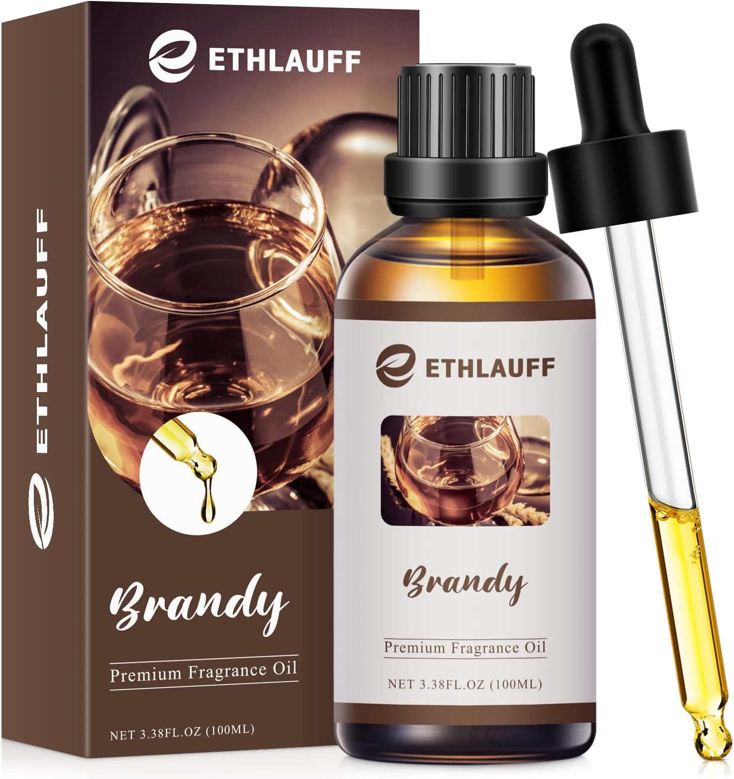 Brandy Fragrance Oil, 100ml Mens Essential Oil for Diffusers for Home,Candle Scented Oils for Soap Making, Bath Bombs, Massage -3.38FL.OZ