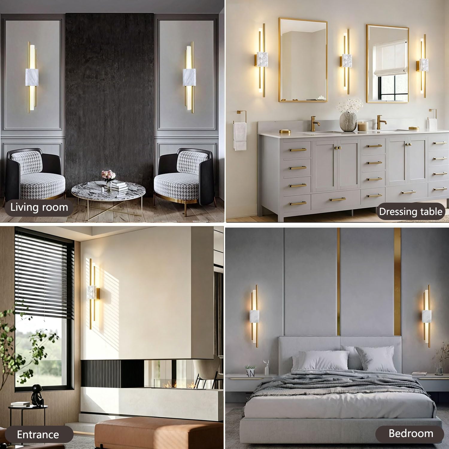Applique da parete a LED in acrilico, lampada da parete in ferro in stile industriale nordico, applique da interno cablata in marmo naturale, apparecchi di illuminazione a parete per soggiorno