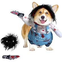 Bornoon Halloween Dog Clothes, Cosplay, Chucky, Disguise, Chucky, Cosplay, Biped Walking, Cute Cosplay Costume XL