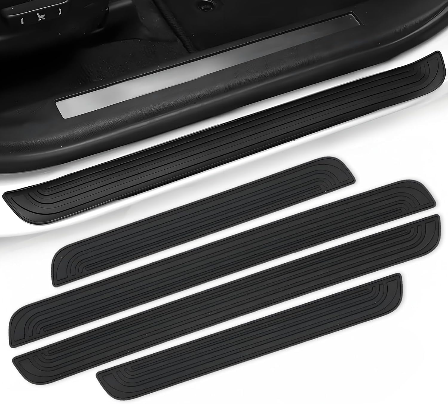 Tryagat 4Pcs Door Sill Protector Guard for Ford Ranger T9 Raptor Wildtrak XLT 2023 2024