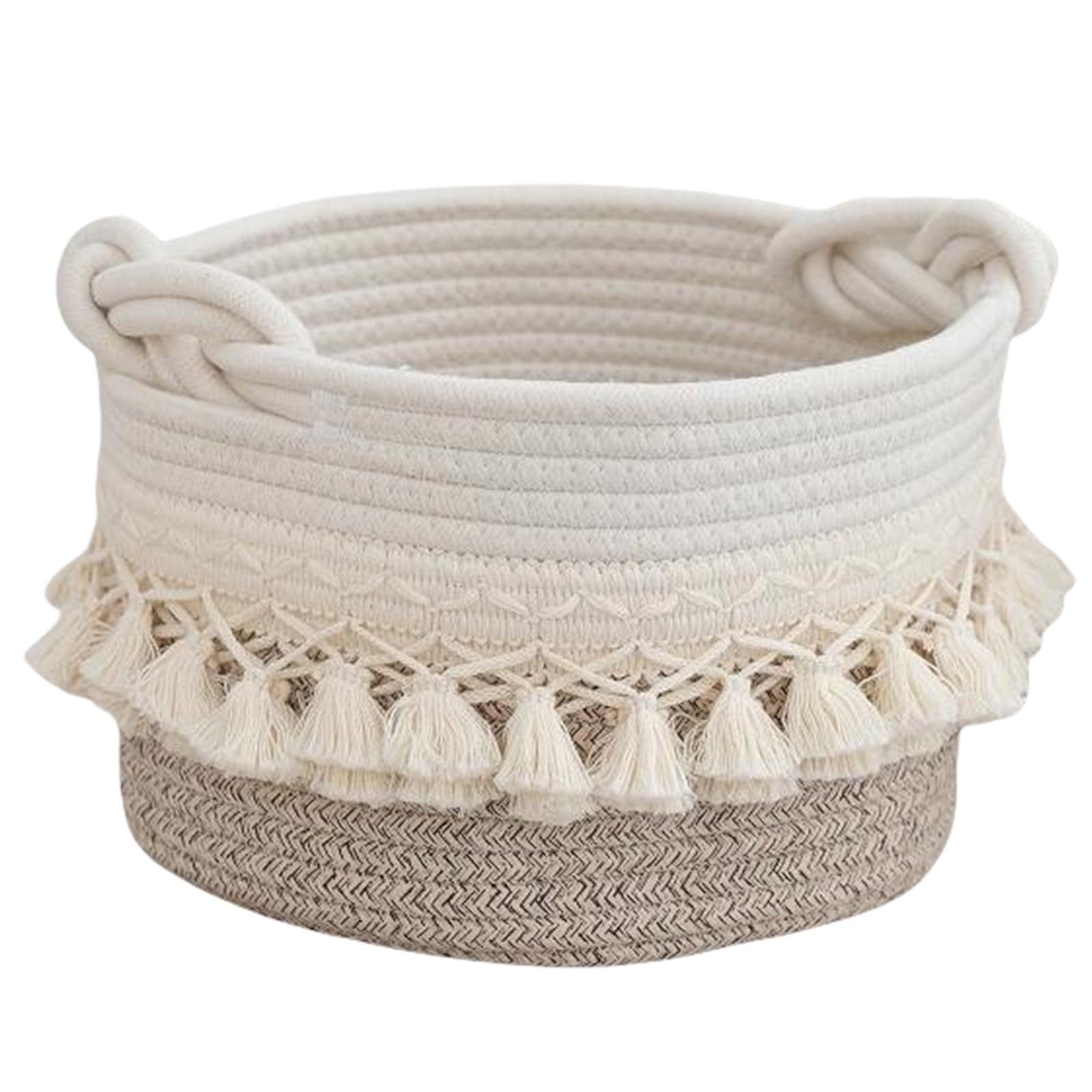 Kalttoy D Effective Cotton Rope Storage Basket Sturdy Cotton Rope Storage Bin Featuring Tassels Accent For Organization Ecorative Basket