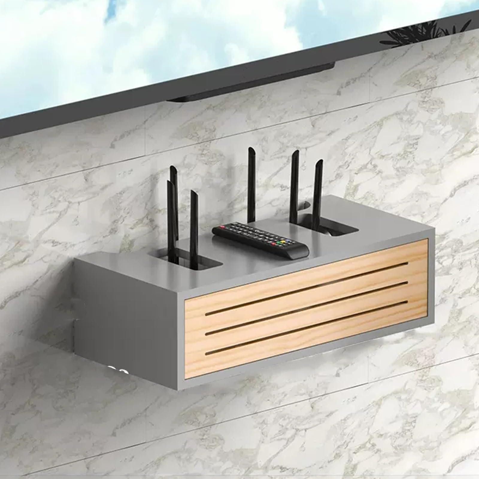 Étagère murale pour routeur, boîte de rangement pour modem et routeur WiFi, design peu encombrant, support suspendu ou au sol, compatible avec différents routeurs