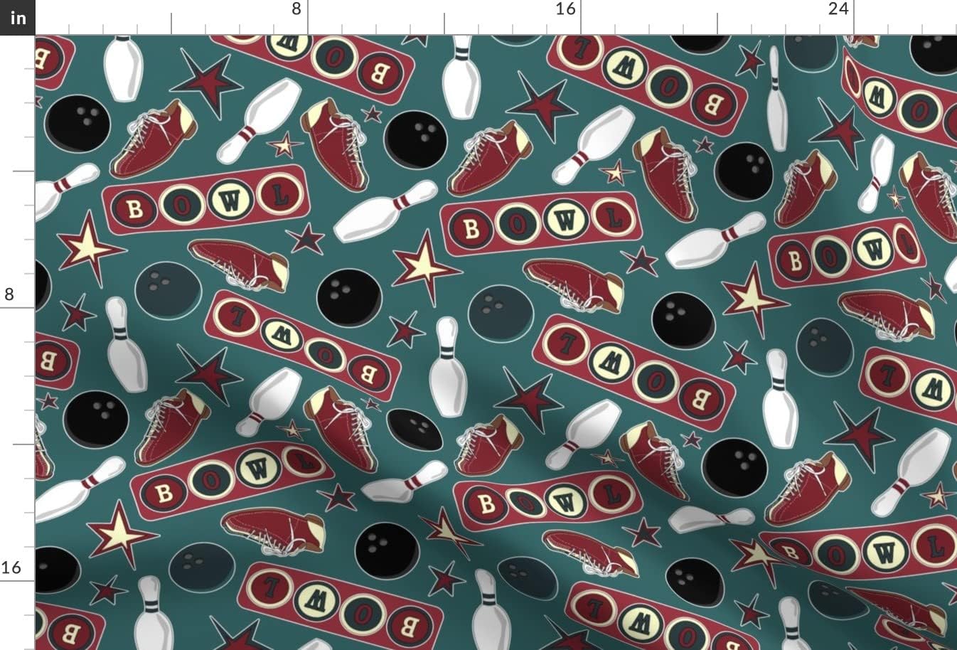Spoonflower Fabric - Retro Bowling Rockabilly Rock Star Ball Bowl Printed on Minky Fabric by The Yard - Sewing Baby Blankets Quilt Backing Plush