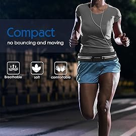 MoKo Sports Running Belt,Outdoor Dual Pouch Sweatproof Reflective Slim Waist Pack,Fitness Workout Belt Fanny Pack Compatible with iPhone 11/11 Pro Max/X/Xr/Xs Max/8/7, Galaxy Note 10/10 Plus, S20/S10