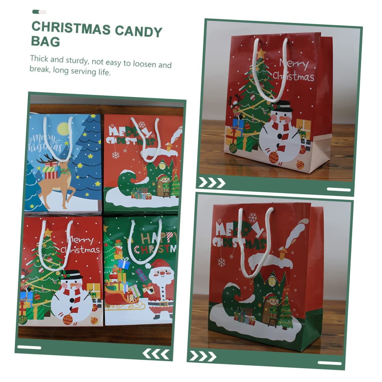 Didiseaon 12pezzi Sacchetti di Natale di Carta per Alimenti Stampa Natalizia per Conservare Biscotti e Caramelle Sacchetti Regalo Decorativi