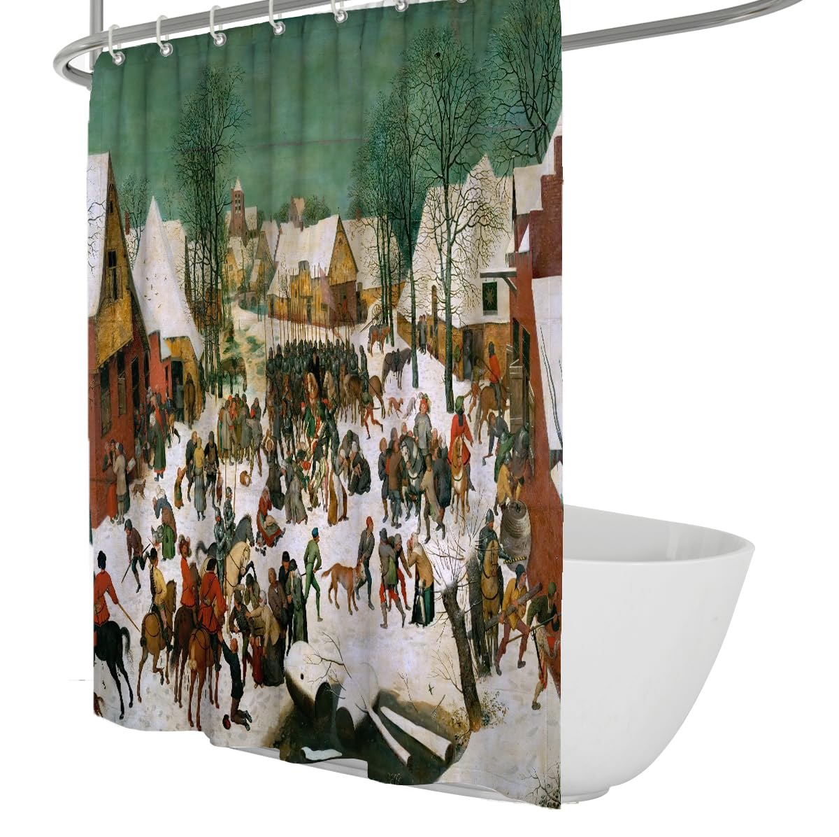 Mittelalterliche Ästhetik Duschvorhang Soldaten & Pferdestoff Badezimmervorhang mit Plastikhaken Maschinenwaschbare Wohnungsdekoration Polyester 180 x 180 cm