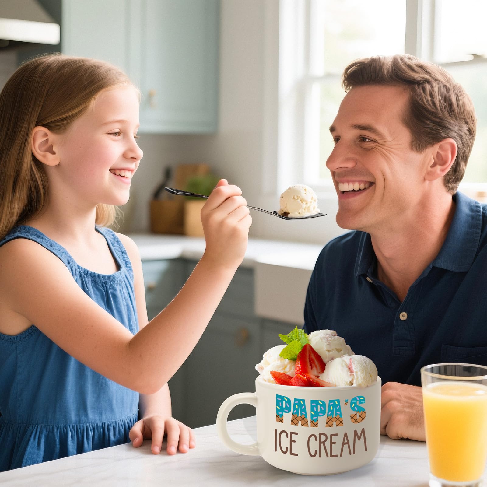 YEUYUQIU Fathers Day Papa Gifts for Grandpa - Ideal Father's Day Birthday Gifts for Papa from Granddaughter Grandson, Christmas Fathers Day Present for Grandfather - Papa's Ice Cream Bowl Shovel Set