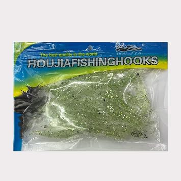 3inch Fishing Trout Bass Crappie Grass Shrimp Soft Lures Bait with Hook Luminous Green Multicolour