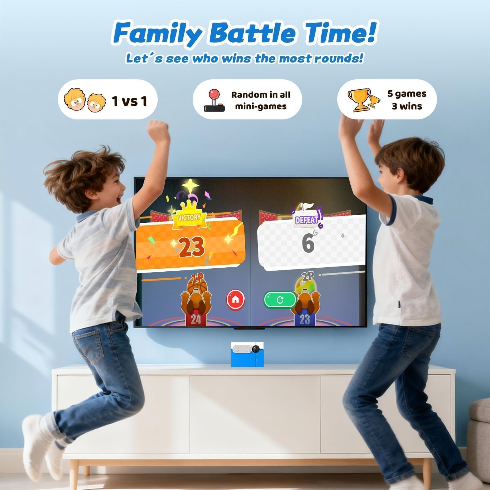 MotionX Consola de Juegos por Movimiento para Niños con Cámara HD, Consolas Videojuegos Interactivas 2 Jugadores, Más de 50 Juegos, Consola Infantil Portátil para Niños y Niñas a Partir de 3 Años