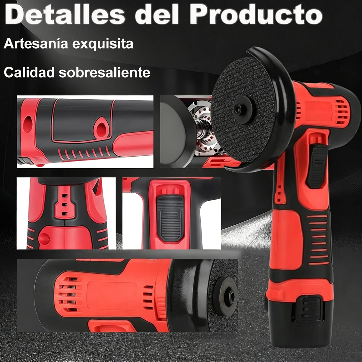 Mini Amoladora Angular, Multifunción Amoladora Pequeña a Doble Batería | Motor de Alta Potencia, 7 Accesorios, Corte Lijado Pulido, Caja, para Baldosas Madera Acero Piedra