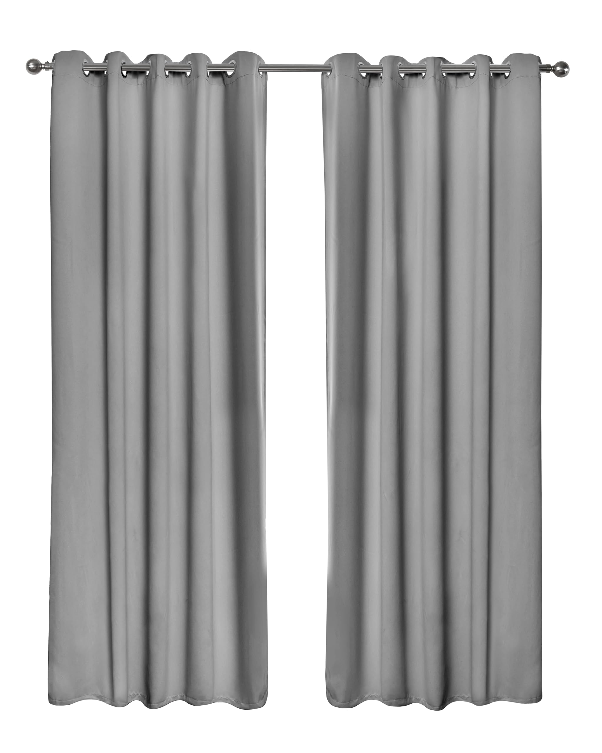 Emma Barclay Grey – Blackout Curtains For Bedroom Living Room Thermal Insulated Woven Eyelet Blackout Curtains Cali Collection (66” X 72” Inch)(Silver)