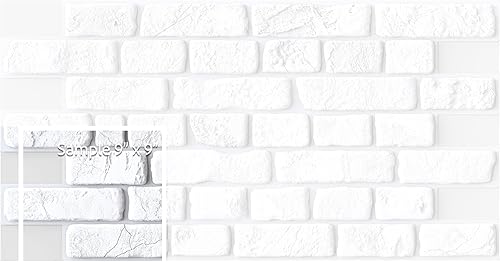 Miniatura 6 de Dundee Deco Panel de pared 3D de PVC de ladrillos sintéticos blancos 31 pies x 16 pies 374in x 197in decoración de paneles de pared de diseño