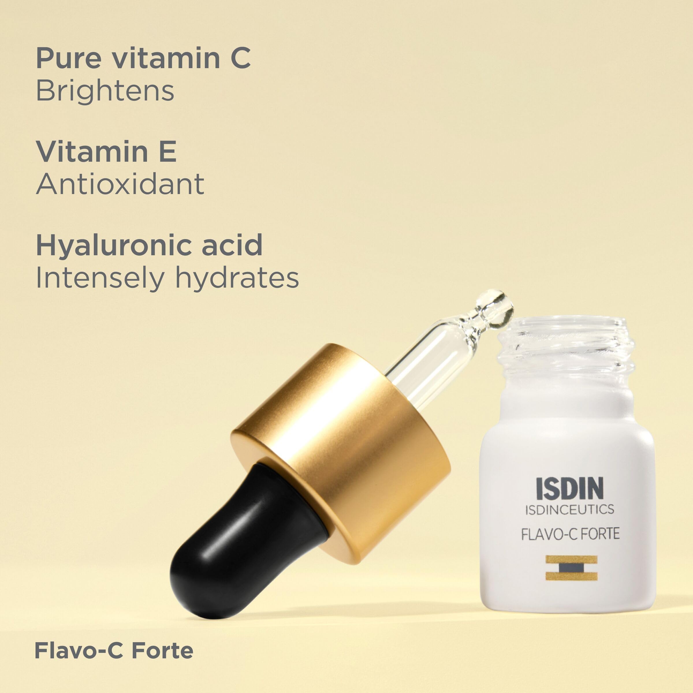 ISDIN Isdinceutics Flavo-C Forte (3 butelki), Serum z 15% czystą i świeżą witaminą C, zapewnia nawilżenie, elastyczność i wzmacnia barierę skórną